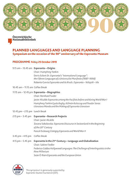 Zeitplan für Plansprachen-Symposium