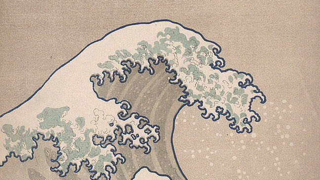 Zeichnung von Welle mit kleinem Schriftzug "La Mer"