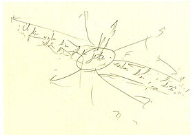 Skizze, Schrift in kursiv, das Wort "jetzt" ist eingekreist.