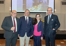 Laurenz Pöttinger, Abg. z. NR, Prof. Dr. Franz Pichorner, Direktor Wiener Theatermuseum, Botschafterin Mag. Regina Rusz, BMEIA, Botschafter Dr. Clemens Koja