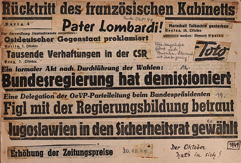 Collage aus Zeitungs-Titelzeilen