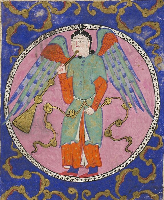 Engel Isrāfīl mit Trompete