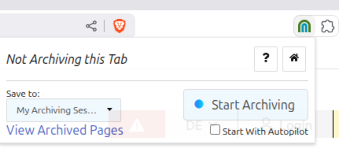 Browser-Plugin mit Button "Start Archiving"
