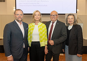 Staatssekretär Sepp Schellhorn, GD Dr. Johanna Rachinger, Laurenz Pöttinger, Abg. z. NR, Mag. Gertraud Auinger-Oberzaucher, Abg. z. NR