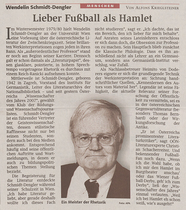 Alfons Krieglsteiner: Lieber Fußball als Hamlet