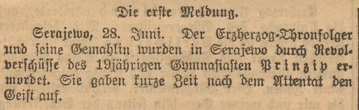 Alte Zeitungsmeldung.