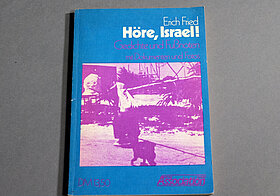 Blaues Buch mit rosa Foto
