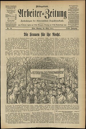 Frauentag 1911, in: Arbeiter-Zeitung, 20. März 1911, Nr. 79, S. 1