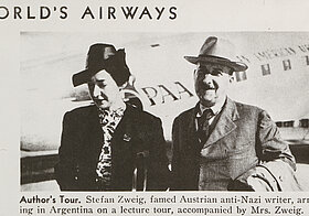Stefan Zweig mit seiner Ehefrau Lotte bei der Ankunft in Argentinien.