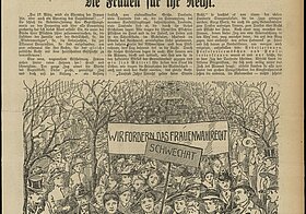 Die Frauen für ihr Recht; aus: Arbeiter-Zeitung, 23. Jg., Nr. 79, 20. März 1911, Seite 1-4
