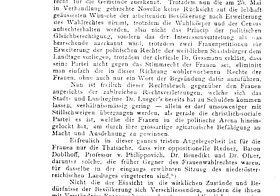 Das Frauenwahlrecht im niederösterreichischen Landtag; aus: Dokumente der Frauen, Bd. 1, Nr. 6, 1. Juni 1899, Seite 158