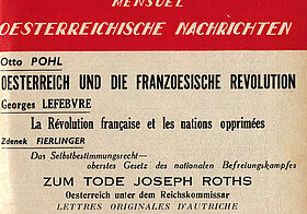 Zeitung auf Deutsch und Französisch mit der Überschrift: Nouvelles d'Autriche.