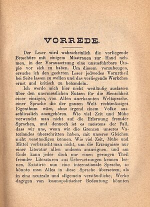 Zamenhof, Ludwik (1887d): Internationale Sprache. Vorrede und vollständiges Lehrbuch. Warschau: Gebethner et Wolff, S. 3