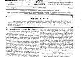 VII. Internationaler Stimmrechtskongress; aus: Zeitschrift für Frauenstimmrecht, 3. Jg., Nr. 2, Februar 1913, Seite 1-2
