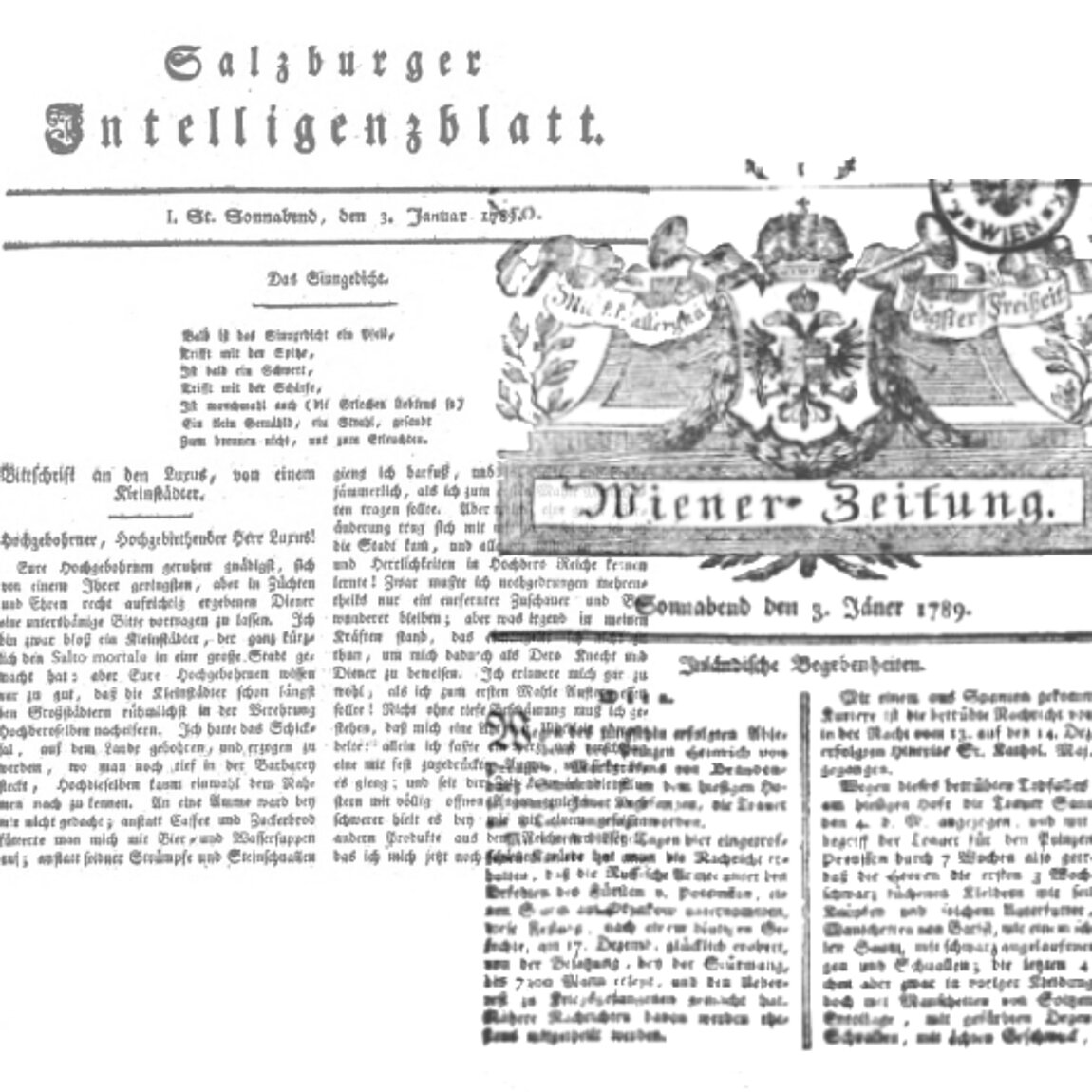 Zwei alte Zeitungstitelblätter