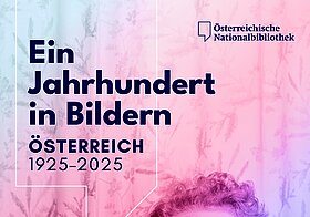 Foto von Person, die durch eine Kamera blickt, um ein Fotos zu machen, pink und lila eingefärbt mit Text im Schwarz.