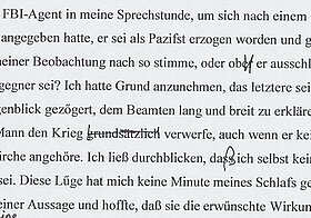 Textausdruck mit handschriftlicher Korrektur