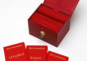 Die Schatulle mit den 22 Reisehandbüchern aus der Bibliothek von Kaiserin Elisabeth.