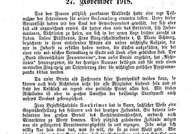 Bericht über die Vollversammlung vom 27. November 1918; aus: Mitteilungen des Vereines der Lehrerinnen und Erzieherinnen in Österreich, Nr. 7, Dezember 1918, Seite 2-3