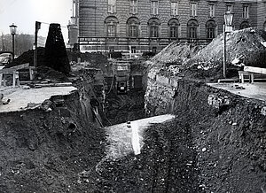 Aushubarbeiten, Blick Richtung Neue Burg, Jänner 1957