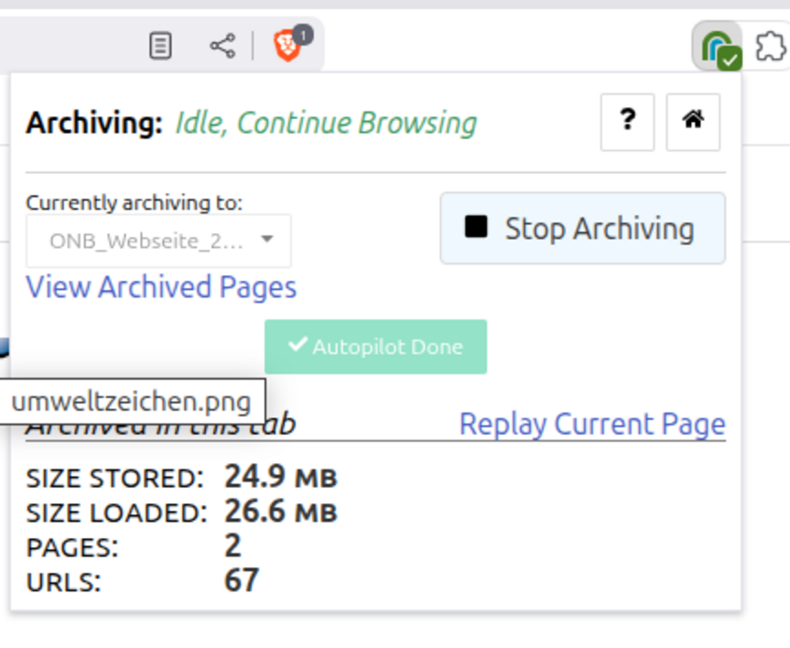Browser-Plugin, das fertig archiviert hat.