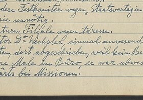 Handschriftliche, nummerierte Notiz.