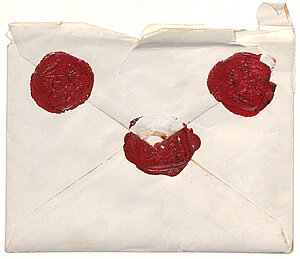 Kuvert, geöffnet, mit 3 Siegel