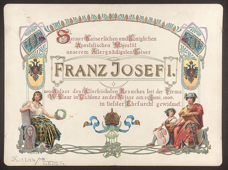 Titelblatt mit Widmung an den Kaiser und Zeichnungen von Gottheiten.