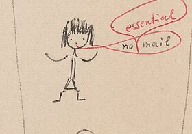 Detail, Manuskript FÜR ERNST mit Zeichnungen und Texten auf vergibtem Papier