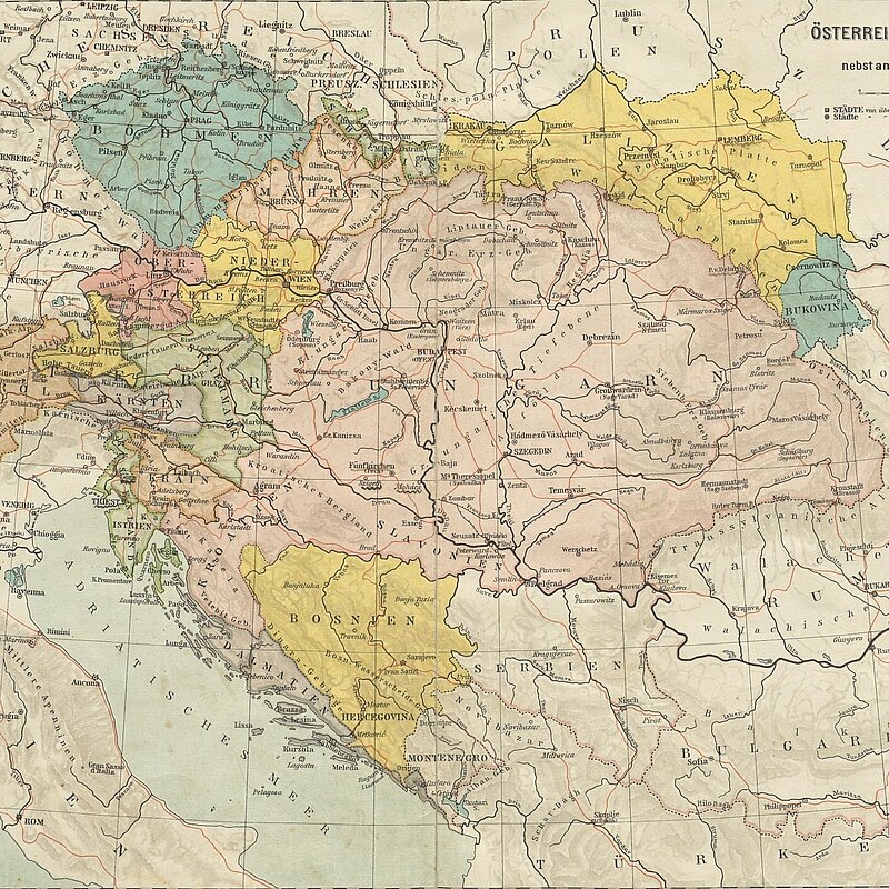 Landkarte von Österreich-Ungarn, 1910