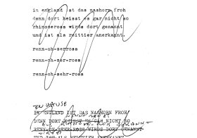 Notizen Schreibmaschine und Handschrift.