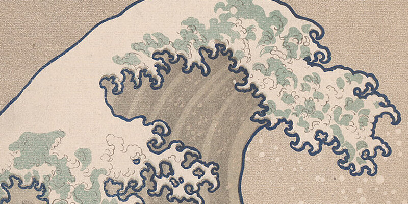 Zeichnung von Welle mit kleinem Schriftzug "La Mer"