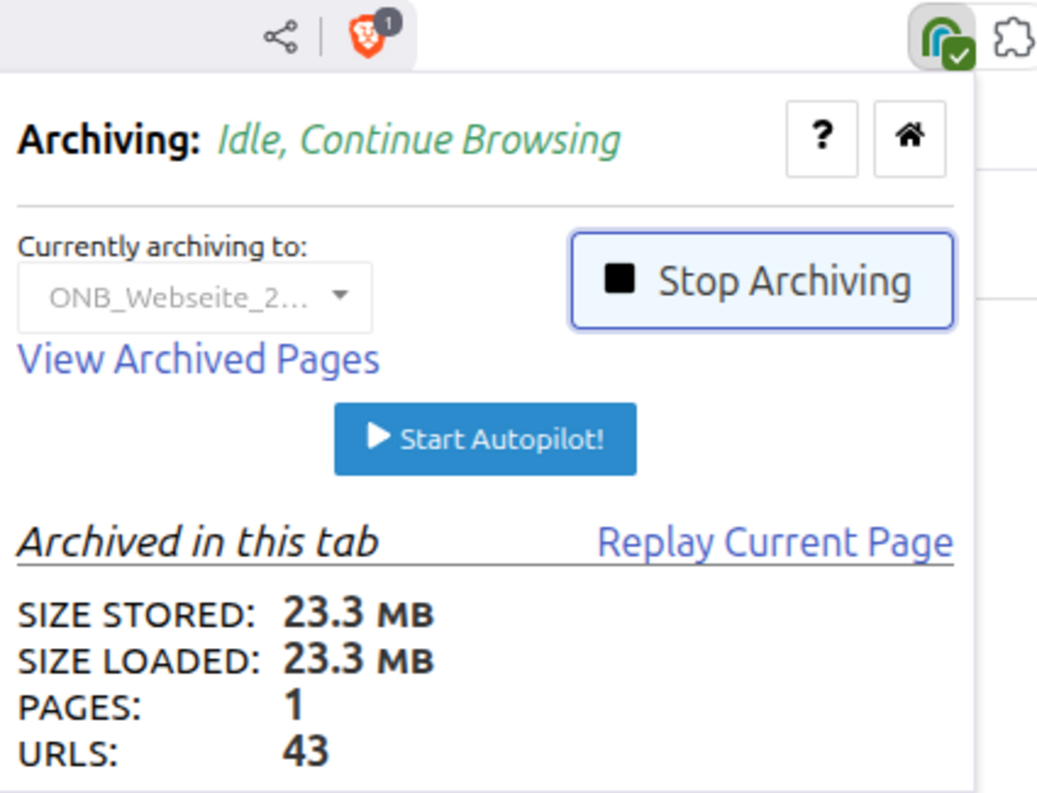 Browser-Plugin, das anzeigt, wie viele Websites schon archiviert wurden.