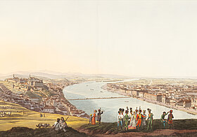 Malerei mit historischer Ansicht von Buda und Pest