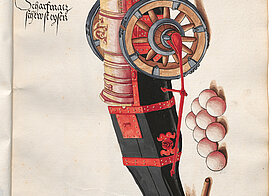 Scharfmetze, ein unter Maximilian neu eingeführter Geschütztyp, Cod. 10815, fol. 4r.