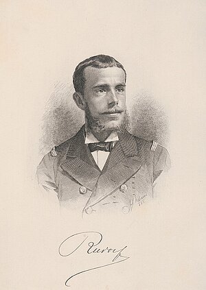 Johann Klaus, Porträt des Kronprinzen Rudolf am Frontispiz des 1884 erschienenen Prachtbands „Eine Orientreise“, BAG FID 240.670-D