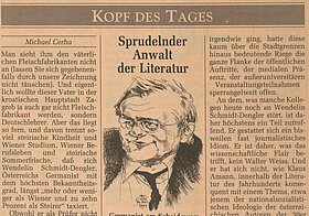 Rubrik "Kopf des Tages" von Michael Cerha über Wendelin Schmidt-Dengler