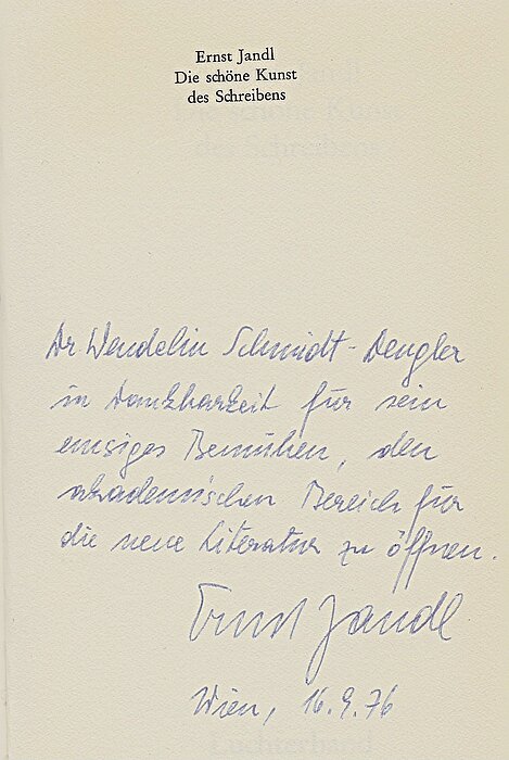 Widmung von Ernst Jandl, 16. September 1976