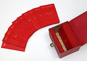 Die Schatulle mit den 22 Reisehandbüchern aus der Bibliothek von Kaiserin Elisabeth.