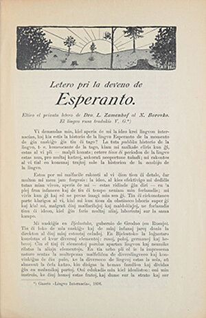 Zamenhof, Ludwik (o.J.): Letero pri la deveno de Esperanto. Eltiro el privata letero de L. Zamenhof al N. Borovko. Hranice: Druŝtvo Knihtiskárny