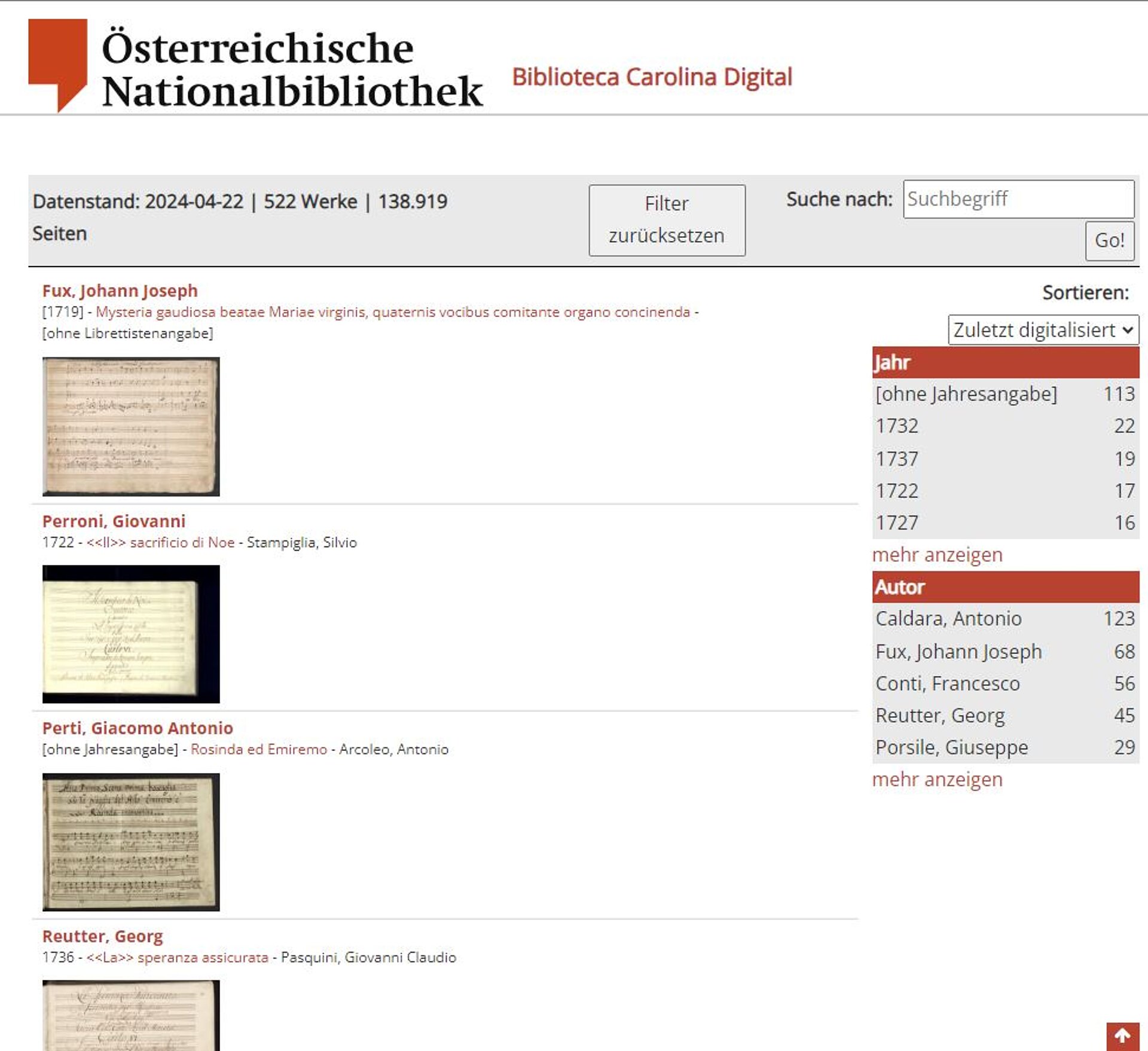 Abbildung eines Websiteportals zur Informationsgewinnung. 