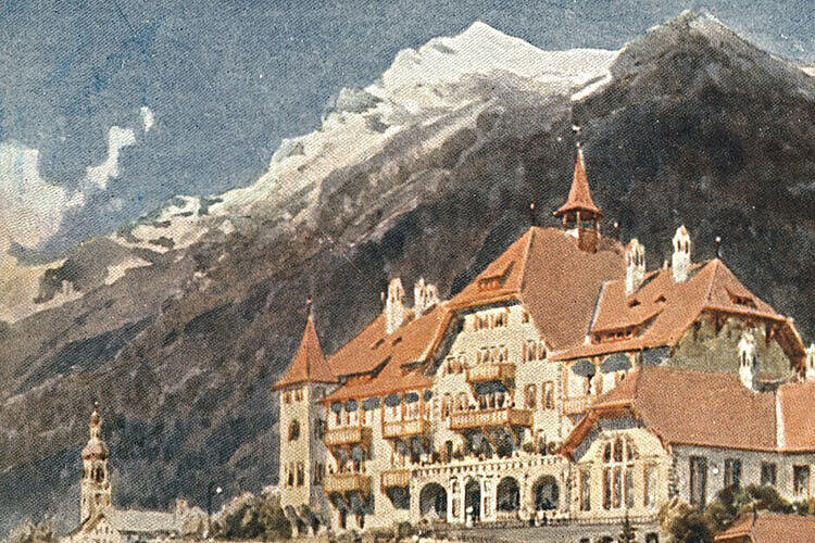 Fulpmes mit dem Bahnhof und dem Stubai-Hotel 