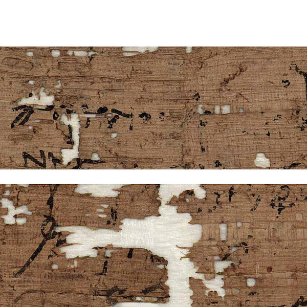 Zwei Stück Papyrus, löchrig