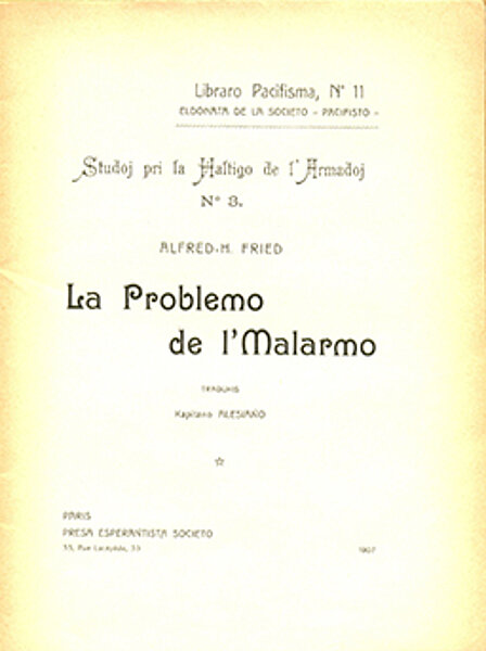 Schmucklose Titelseite des Buchs "La Problema de l'Malarmo"