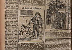 Ein weiblicher Parlamentarier. Baronin Grippenberg am Vorlesetisch; aus: Illustrierte Kronen-Zeitung, 9. Jg., Nr. 3011, 17. Mai 1908, Seite 22