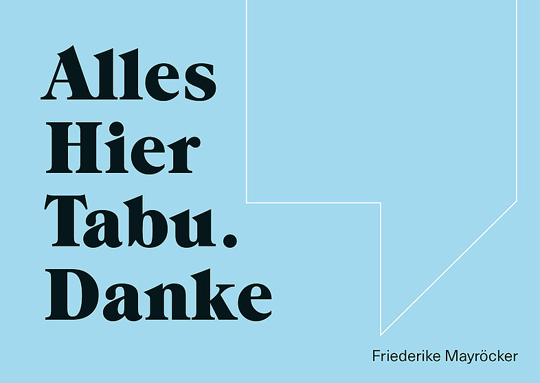 Blaue Postkarte "Alles Hier Tabu. Danke".