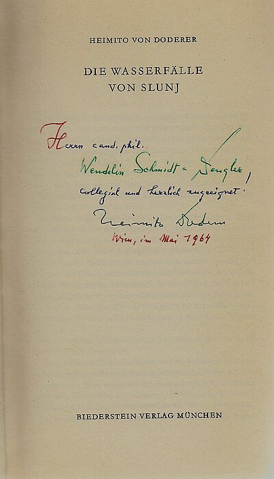 Widmung von Heimito von Doderer, Mai 1964