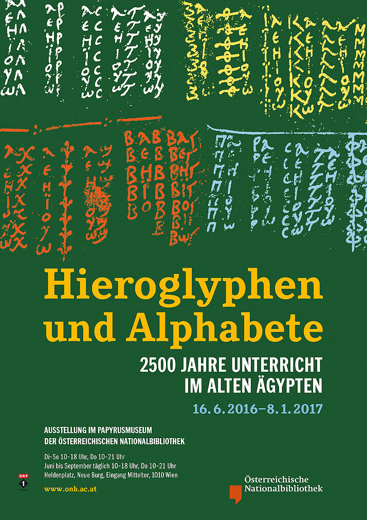 Ausstellungsplakat der Ausstellung "Hieroglyphen und Alphabete".