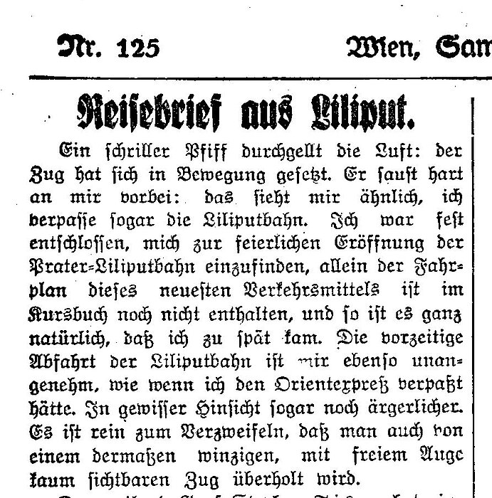 Zeitungsausschnitt eines Reisebriefs. 