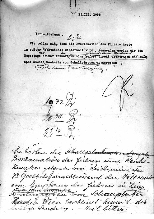 Alter Zettel, getippt und handbeschrieben.